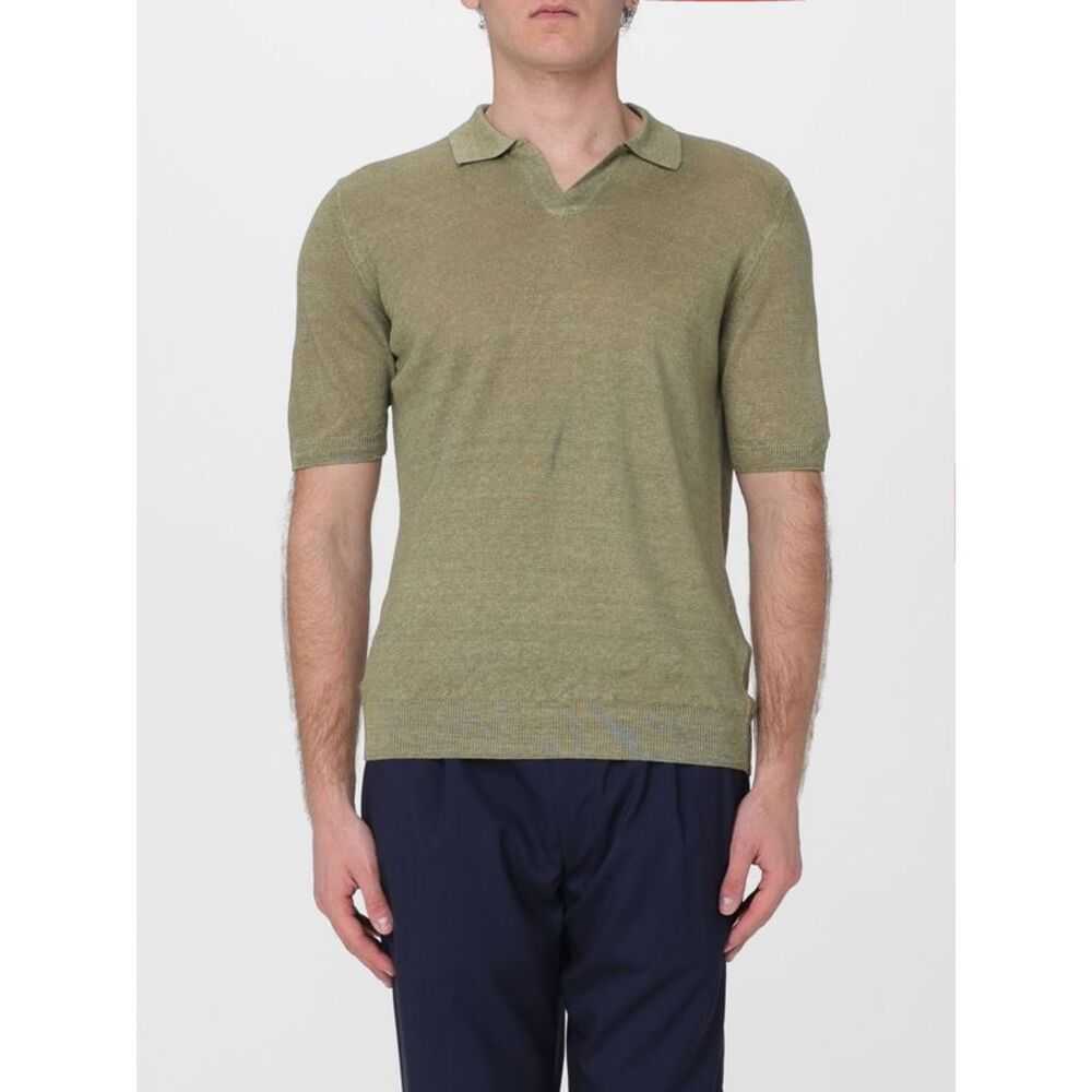 120% Lino Polo Shirt Men Green
